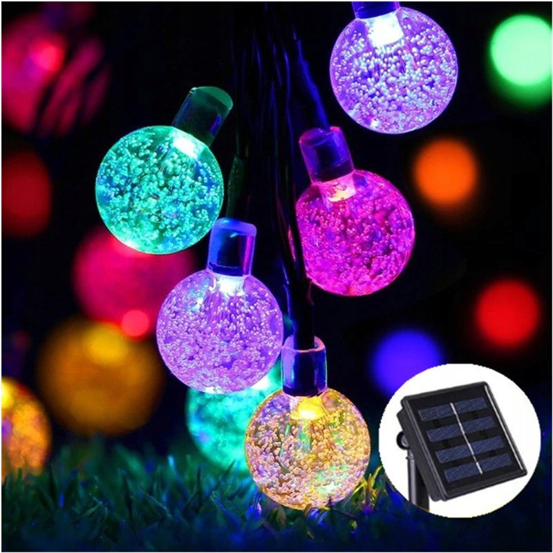 GIRLANDA solarna RGB Lampki ogrodowe SOLARNE 50 LED kulki Multikolor 10m