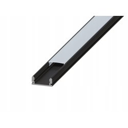 Profil ALUMINIOWY nawierzchniowy CZARNY do taśm LED 2m + klosz mleczny kpl