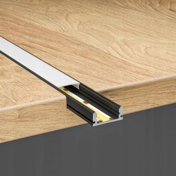 Profil ALUMINIOWY nawierzchniowy CZARNY do taśm LED 2m + klosz mleczny kpl