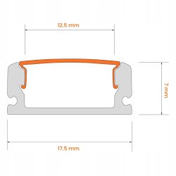 Profil ALUMINIOWY nawierzchniowy CZARNY do taśm LED 2m + klosz mleczny kpl