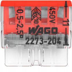 10 x Szybkozłączka kostka WAGO 4-torowa na drut 4x0,5mm-2,5mm zaciskowa
