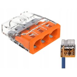 10 x Szybkozłączka kostka WAGO 3-torowa na drut 3x0,5mm-2,5mm zaciskowa