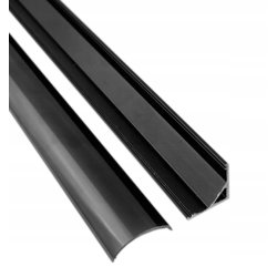 Zestaw 2mb Profil aluminiowy NAROŻNY czarny Szeroki kąt + Klosz ciemny