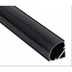 Zestaw 2mb Profil aluminiowy NAROŻNY czarny Szeroki kąt + Klosz ciemny