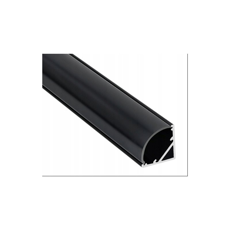 Zestaw 2mb Profil aluminiowy NAROŻNY czarny Szeroki kąt + Klosz ciemny