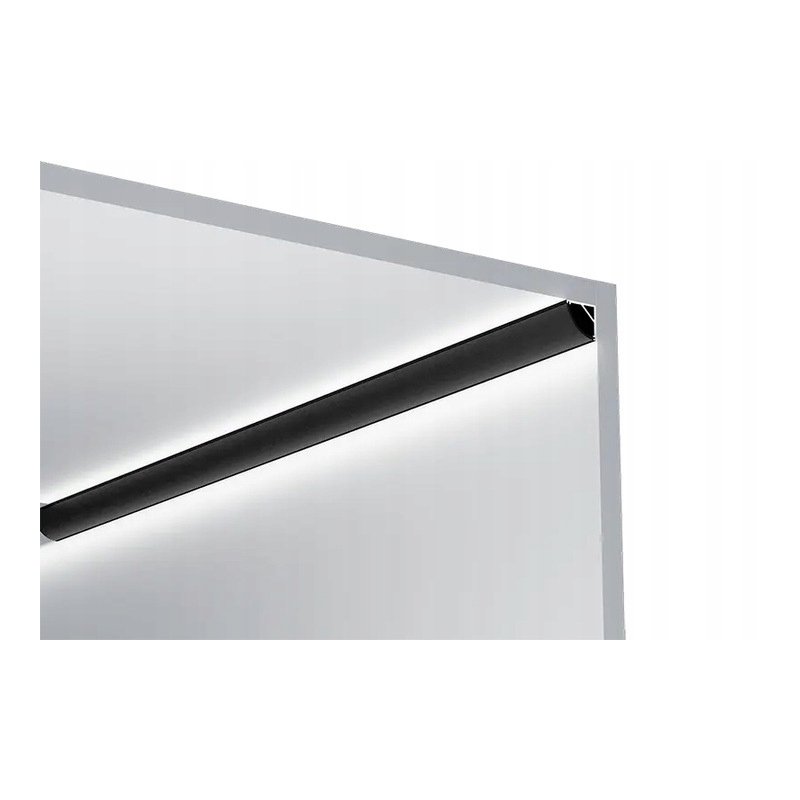 Zestaw 2mb Profil aluminiowy NAROŻNY czarny Szeroki kąt + Klosz ciemny