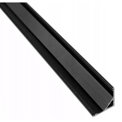 Zestaw 2mb Profil aluminiowy NAROŻNY czarny Szeroki kąt + Klosz ciemny