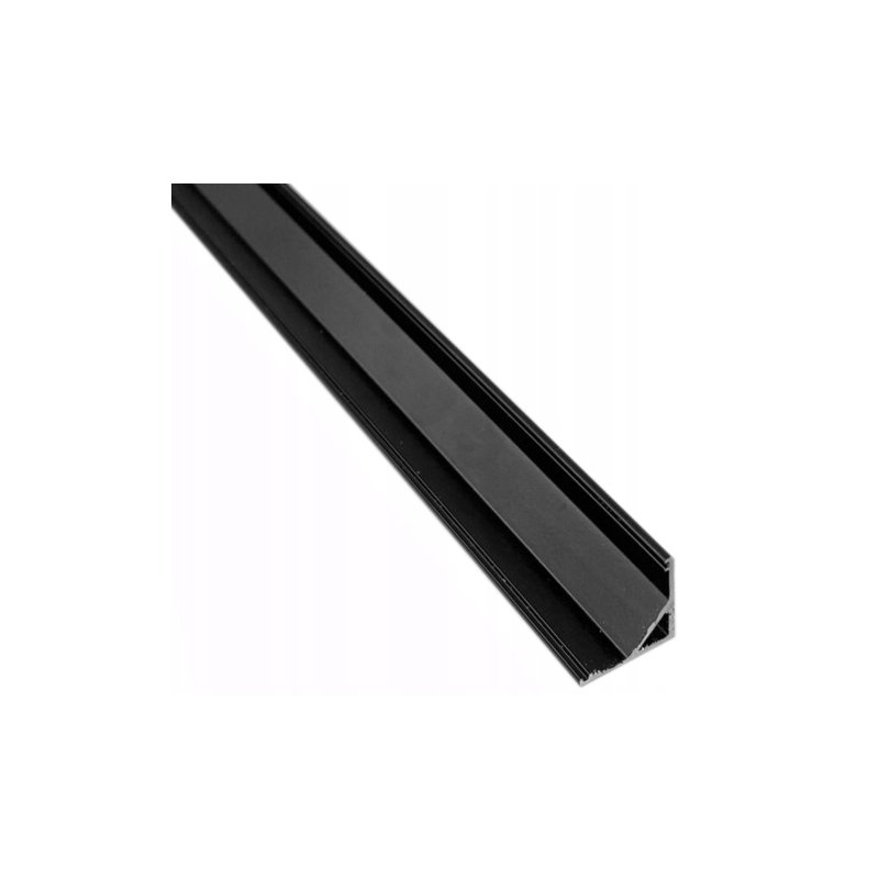 Zestaw 2mb Profil aluminiowy NAROŻNY czarny Szeroki kąt + Klosz ciemny