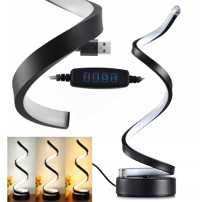 LAMPA BIURKOWA nocna STOŁOWA SPIRALNA LED regulacja CCT zmienna barwa USB