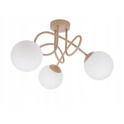 LAMPA SUFITOWA WISZĄCA PLAFON LOFT KRĘCONY KLOSZ KULA 3 x E27 KASZMIR beż