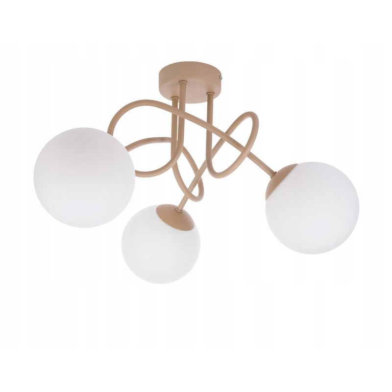 LAMPA SUFITOWA WISZĄCA PLAFON LOFT KRĘCONY KLOSZ KULA 3 x E27 KASZMIR beż