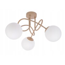 LAMPA SUFITOWA WISZĄCA PLAFON LOFT KRĘCONY KLOSZ KULA 3 x E27 KASZMIR beż