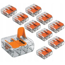 Zestaw Szybkozłączka kostka WAGO 3x 0,08mm-4mm 221-413 zaciskowa klips 10sz