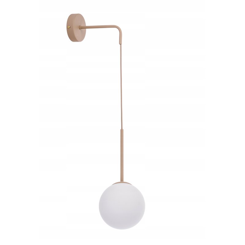 Lampa kinkiet ścienny WISZĄCY klosz SZKLANY KULA E27 KASZMIR beż ecru beige