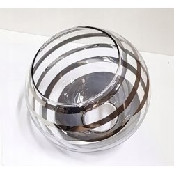 Lampa sufitowa wisząca PLAFON stały na 3x E27 klosz szklana KULA paski