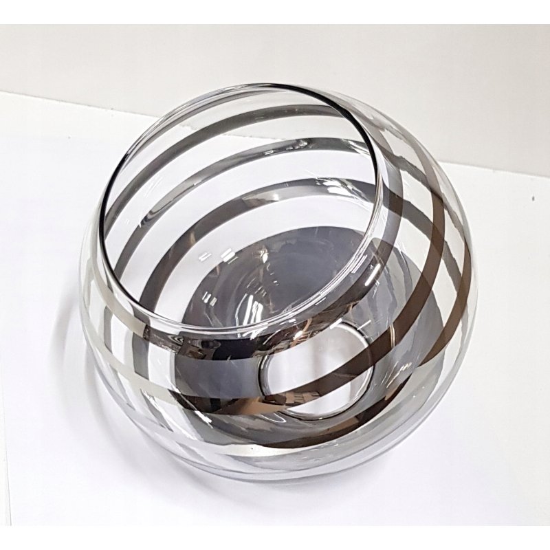 Lampa sufitowa wisząca PLAFON stały na 3x E27 klosz szklana KULA paski
