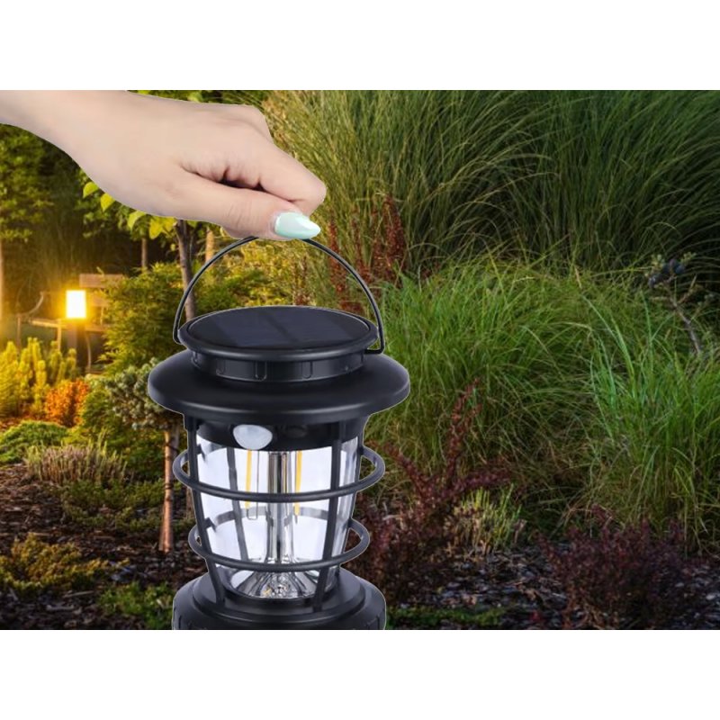 Lampa wisząca stojąca LAMPION KINKIET SOLARNY E27 LOFT filament LED z PIR