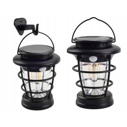 Lampa wisząca stojąca LAMPION KINKIET SOLARNY E27 LOFT filament LED z PIR