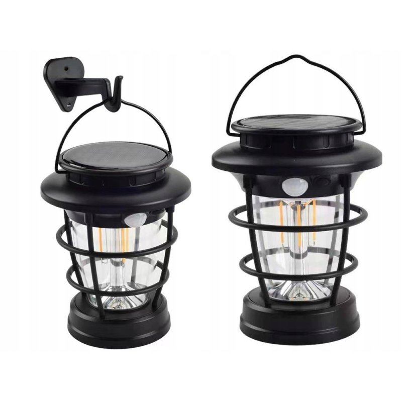 Lampa wisząca stojąca LAMPION KINKIET SOLARNY E27 LOFT filament LED z PIR