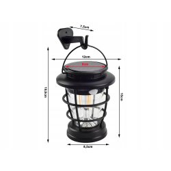 Lampa wisząca stojąca LAMPION KINKIET SOLARNY E27 LOFT filament LED z PIR