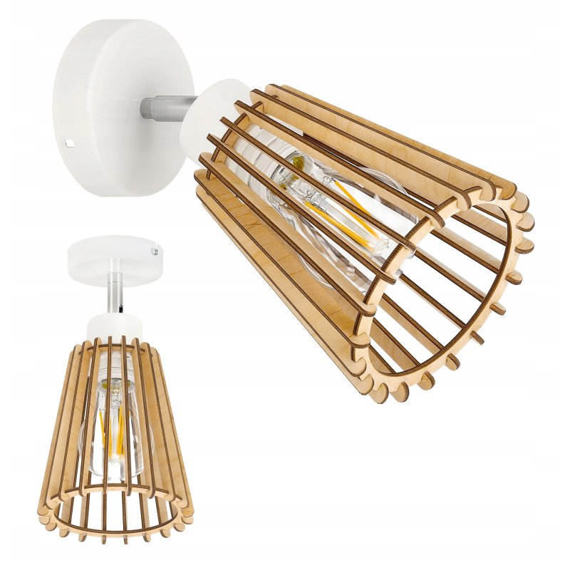 LAMPA kinkiet na E27 ścienny ruch loft Drewno eko
