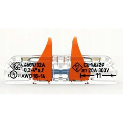 10x Szybkozłączka kostka WAGO 2x 0,2mm-4mm 221-2411 przelotowa klips 10szt