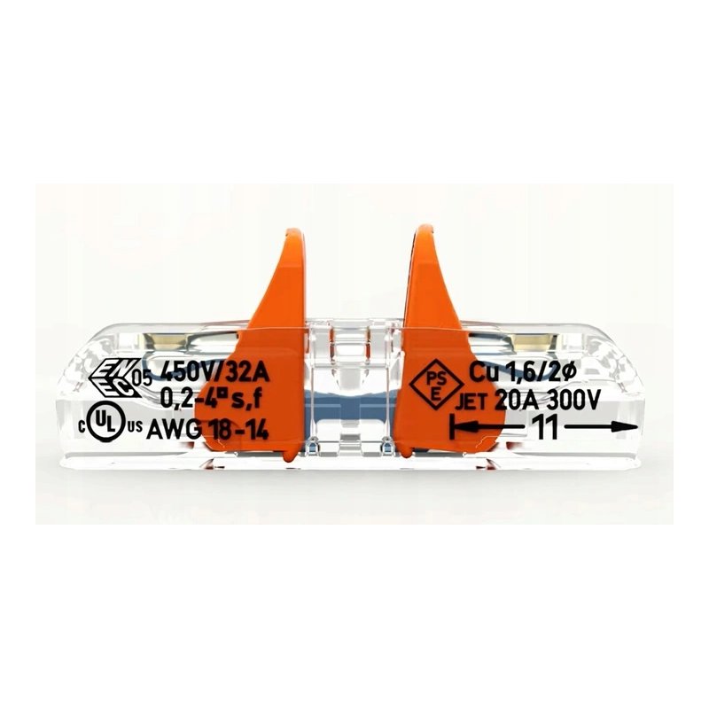10x Szybkozłączka kostka WAGO 2x 0,2mm-4mm 221-2411 przelotowa klips 10szt