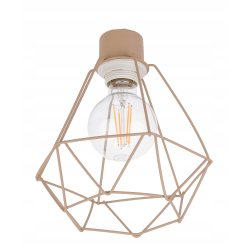 LAMPA drewniana belka sufitowa ŻYRANDOL PLAFON 3x KLOSZ DIAMENT KASZMIR beż