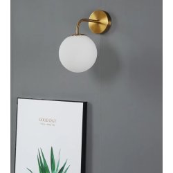 Lampa kinkiet ścienny stały prosty LOFT złoty klosz SZKLANY KULA na 1x E27
