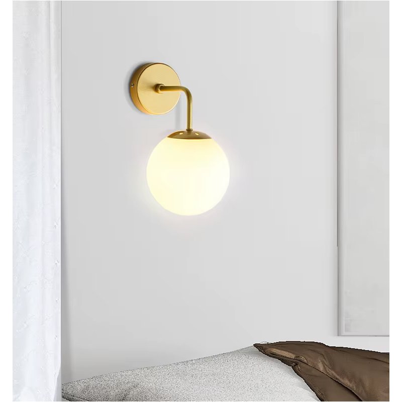 Lampa kinkiet ścienny stały prosty LOFT złoty klosz SZKLANY KULA na 1x E27