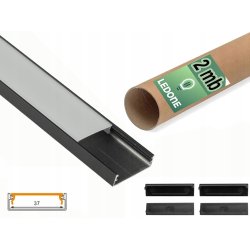 PROFIL alu szeroki XL 40mm NAWIERZCHNIOWY czarny KLOSZ mleczny 2m do LED