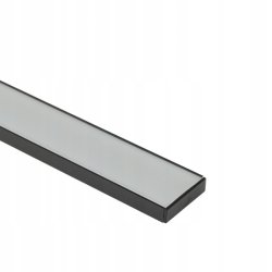 PROFIL alu szeroki XL 40mm NAWIERZCHNIOWY czarny KLOSZ mleczny 2m do LED