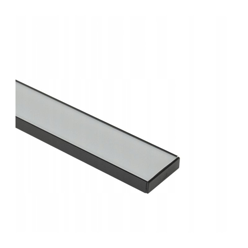 PROFIL alu szeroki XL 40mm NAWIERZCHNIOWY czarny KLOSZ mleczny 2m do LED