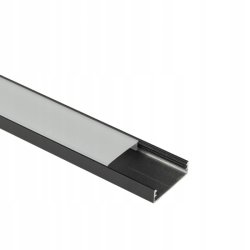 PROFIL alu szeroki XL 40mm NAWIERZCHNIOWY czarny KLOSZ mleczny 2m do LED