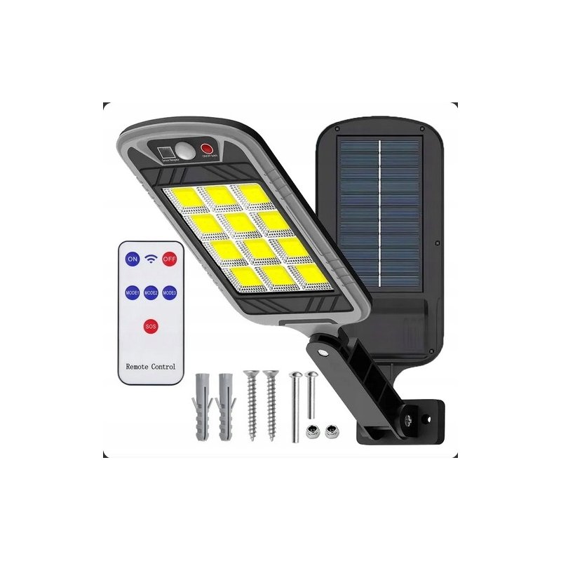 MOCNA LAMPA SOLARNA 500W LED ULICZNA Z CZUJNIKIEM ZMIERZCHU RUCHU na PILOT