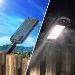 MOCNA LAMPA SOLARNA 500W LED ULICZNA Z CZUJNIKIEM ZMIERZCHU RUCHU na PILOT