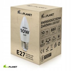 Żarówka LED E27 C37 świeczka 10W barwa CIEPŁA