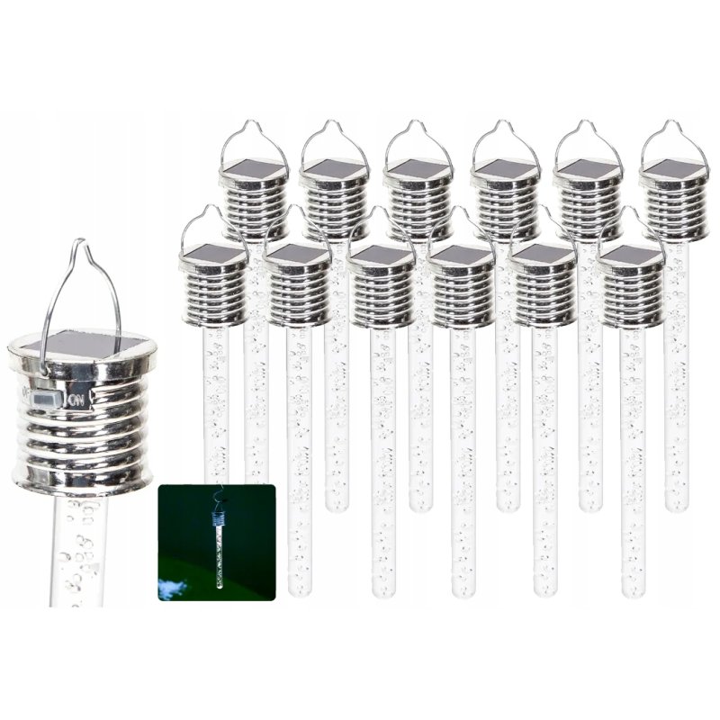 12x Lampka ogrodowa SOLARNA LAMPA wisząca SOPEL bąbelki LED barwa ZIMNA