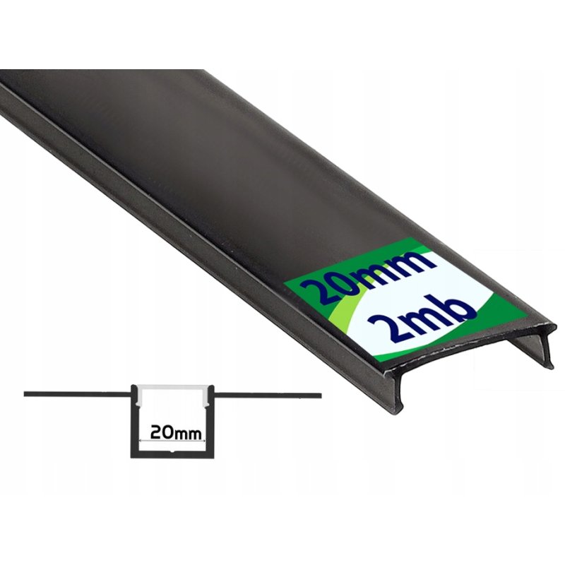 2mb KLOSZ PCV CIEMNY 20mm do PROFILI ALUMINIOWYCH do płyt GK karton-gips