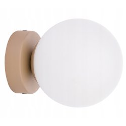 LAMPA ścienna KINKIET z włącznikiem on/off SZKLANY KLOSZ kula KASZMIR beż