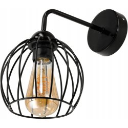 LAMPA KINKIET E27 ścienny stały loft metal KULA DRUT CZARNY