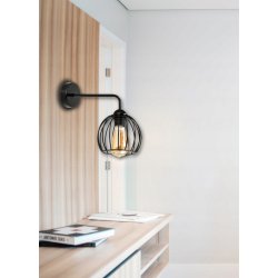 LAMPA KINKIET E27 ścienny stały loft metal KULA DRUT CZARNY