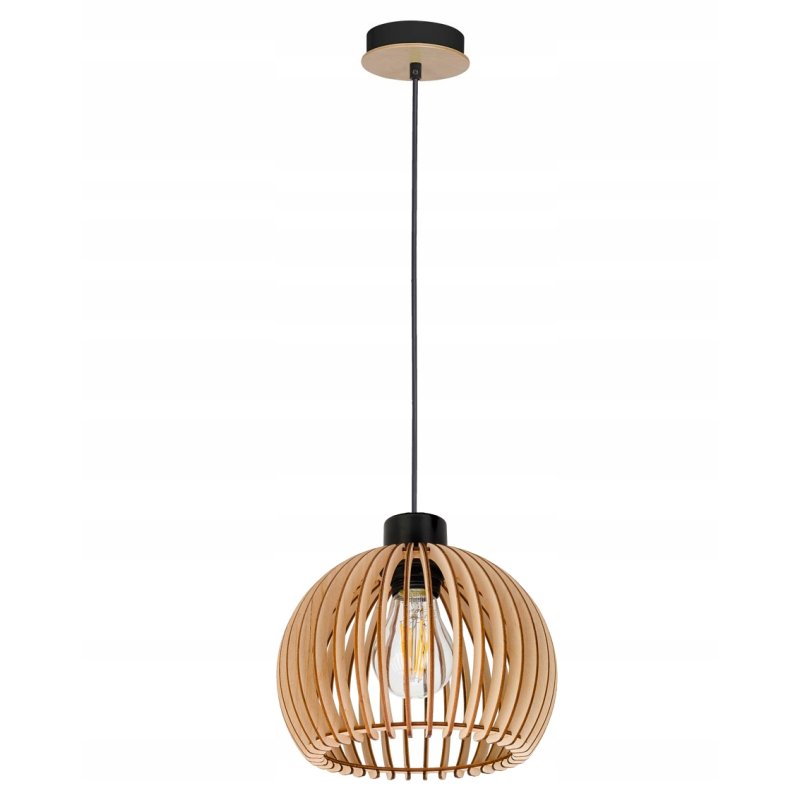 Lampa wisząca zwis żyrandol sufitowa LOFT klosz kula 36 Drewno na 1x E27