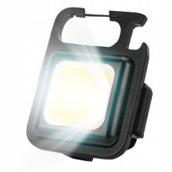 Latarka multi 5w1 LED COB mini kieszonkowa na USB + magnes brelok otwieracz