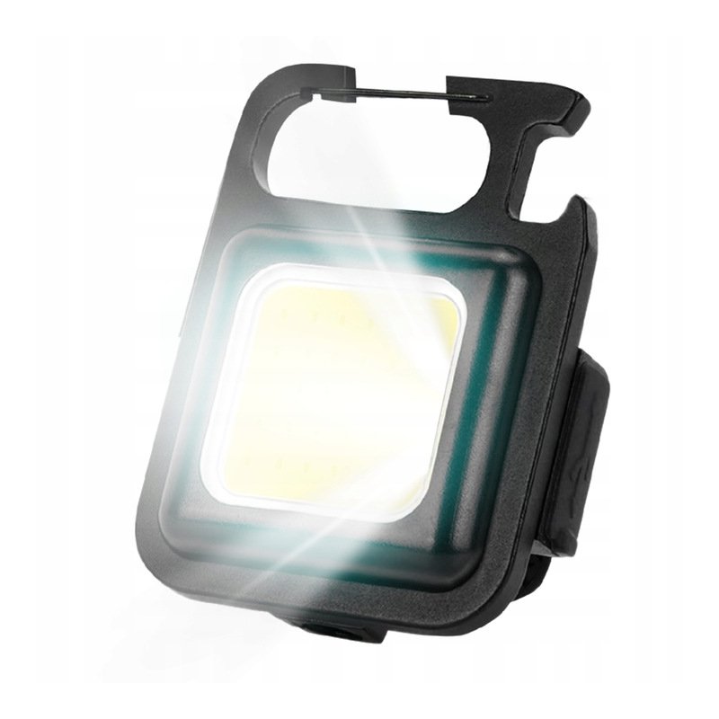 Latarka multi 5w1 LED COB mini kieszonkowa na USB + magnes brelok otwieracz