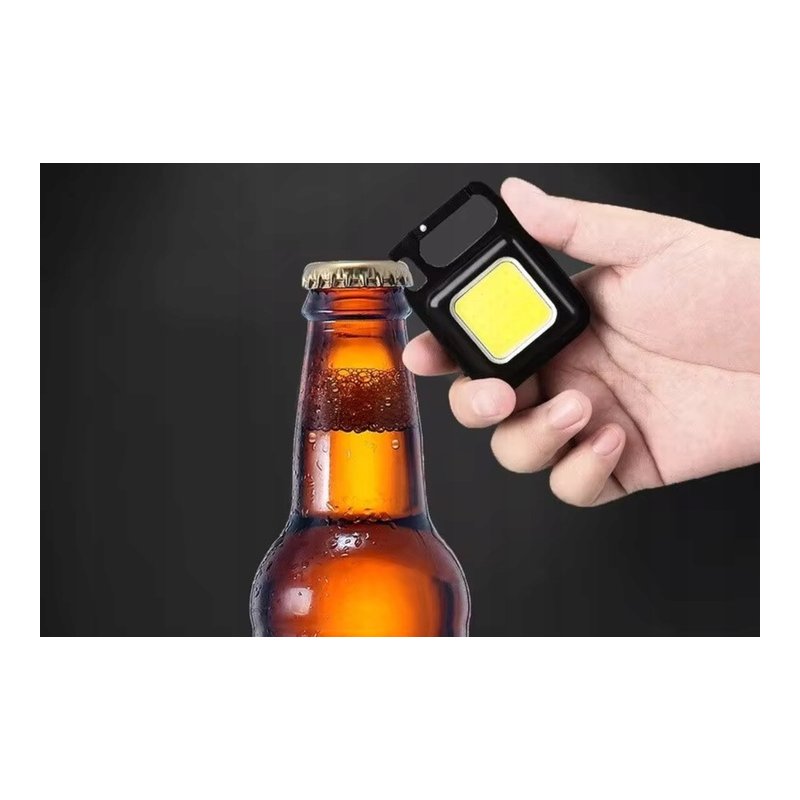 Latarka multi 5w1 LED COB mini kieszonkowa na USB + magnes brelok otwieracz