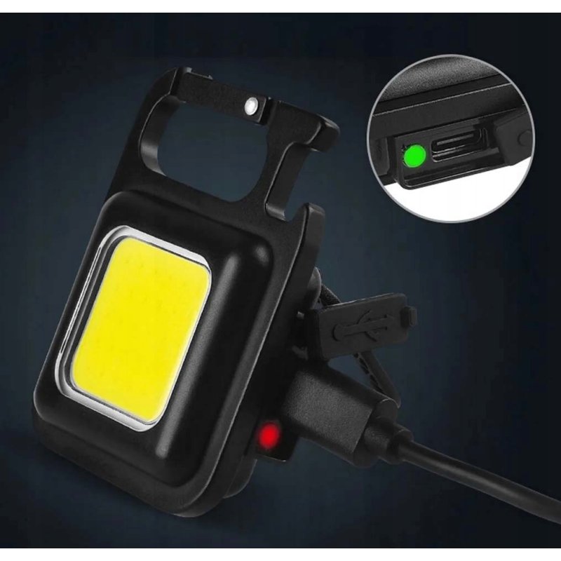 Latarka multi 5w1 LED COB mini kieszonkowa na USB + magnes brelok otwieracz