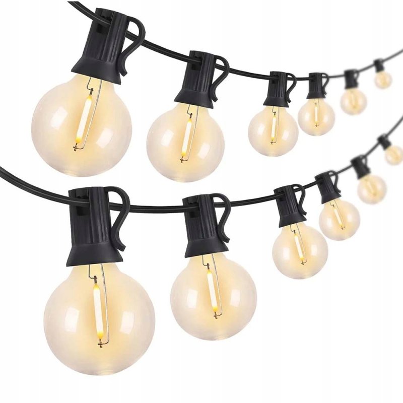 Girlanda Ogrodowa 15m Łańcuch Świetlny IP65 25x Żarówek LED 1W WW G40 230V