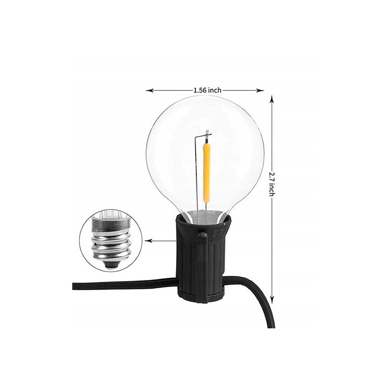 Girlanda Ogrodowa 15m Łańcuch Świetlny IP65 25x Żarówek LED 1W WW G40 230V