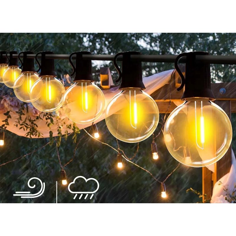 Girlanda Ogrodowa 15m Łańcuch Świetlny IP65 25x Żarówek LED 1W WW G40 230V